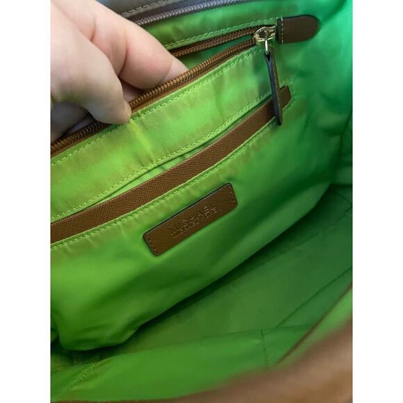 6/$25 Michael Michael Kors Nylon Beige and Neon Green Shoulder Bag - Picture 7 of 11